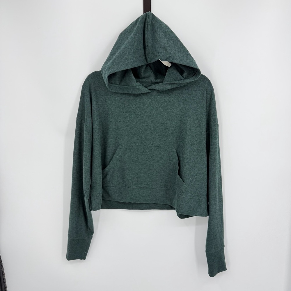 Fabletics Cloud Jersey cropped hoodie everpine heather green sz M